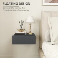 HOMCOM Noptieră Suspendată cu Sertar din PAL, 40x30x15 cm, Negru(m-4)