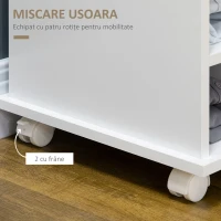 HOMCOM Cărucior de Bucătărie cu Dulăpior, 6 Compartimente de Depozitare și 3 Rafturi Laterale, 75x39.5x88 cm, Alb(m-6)