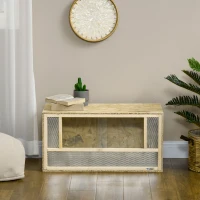 PawHut Terariu pentru Reptile cu Uși din Sticlă Glisante și Panouri din Plasă, 40x80x40 cm, Lemn Natural(m-9)