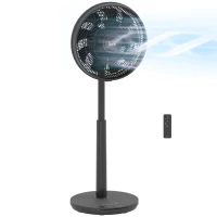 HOMCOM Pedestal Fan with Oscillating, Tilt, Adjustable Height, Black(m-10)