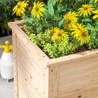 Outsunny Jardinière en forme de L, lit surélevé de jardin, bac à fleurs à fond ouvert, en bois 120 x 120 x 62 cm, bois naturel(m-9)