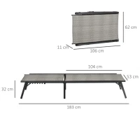 Outsunny Tumbona de Jardín Reclinable Plegable con Respaldo Ajustable y Marco de Acero Carga 150 kg para Patio Gris Claro(m-3)