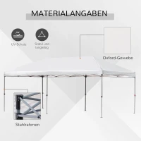 Outsunny Faltpavillon Gartenpavillon Pop-Up-Pavillion Stahl+Oxford+Mesh mit Tasche im Freien Cremeweiß 5,9 x 2,95 x 2,5 m(m-4)