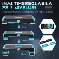 HOMCOM Stepper Fitness Reglabil, Negru-Albastru(m-4)