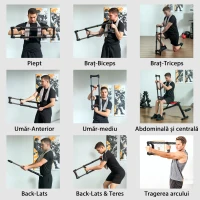 SPORTNOW Extensor pentru Piept cu Rezistență Reglabilă între 10-80kg, 80x22x5 cm, Negru(m-5)