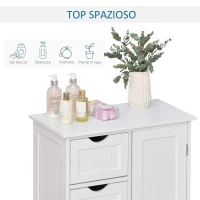 kleankin Mobile da Bagno con 4 Cassetti e Armadietto con Ripiano Regolabile a 3 Altezze, Armadietto da Bagno Salvaspazio con Vernice Ecologica, Anti-Ribaltamento in MDF, 56x30x83cm, Bianco(m-6)