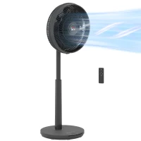 HOMCOM Pedestal Fan with Oscillating, Tilt, Adjustable Height, Black(m-11)