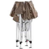 Outsunny Faltpavillon, Bierzelt, 4 abnehmbare Seitenwände, 2 Fenster, Metallrahmen, 2 x 2m, Braun(m-10)