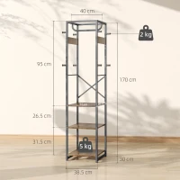 HOMCOM Multi-Storage Clothes Rack - Brown/Black(m-3)