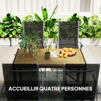 Outsunny Table de jardin rectangulaire 4 personnes en acier et plateau résine tressée PE effet rotin, dim. 120L x 70l x 72H cm(m-4)