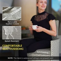 Outsunny Seven-Piece Rattan Dining Set - Grey(m-4)