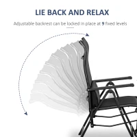 Outsunny Ligstoel voor Tuin - 70x65x111 cm Staal Mesh voor Tuin en Balkon, Zwart(m-5)