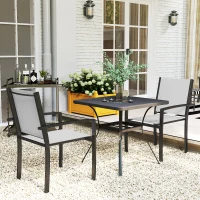 Outsunny Lot de 2 chaises de jardin chaises empilables d'extérieur avec accoudoirs, cadre en acier 60 x 65 x 85 cm gris clair(m-9)