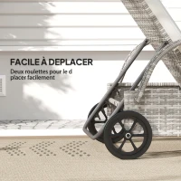 Outsunny Transat bain de soleil matelas inclinaison réglable multipositions accoudoirs roulettes 200 x 73 x 30-103 cm gris clair(m-7)