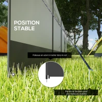 Outsunny Paravent brise-vent de camping portable pliable avec sac de transport et poteaux en acier dim. 725 cm x 140 cm gris clair(m-5)