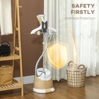 HOMCOM Aparat de Călcat Vertical cu Rezervor de Apă de 1,8l și Înălțime Reglabilă, 32x32x32 cm, Auriu(m-7)