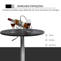 HOMCOM Mesa de bar ajustável em altura com base redonda e antideslizante para cozinha sala de jantar Ø60x69-93 cm Preto(m-6)