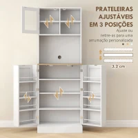 HOMCOM Armário de Cozinha Armário Alto de Cozinha com 3 Portas Prateleiras Ajustáveis e Prateleiras na Porta  60x35x169 cm Branco(m-6)