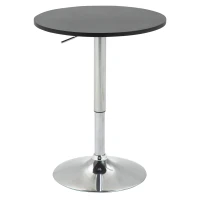 HOMCOM Mesa de bar ajustável em altura com base redonda e antideslizante para cozinha sala de jantar Ø60x69-93 cm Preto(m-11)