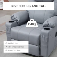 HOMCOM Fotel masujący z funkcją podnoszenia dla seniorów, 8 trybów masażu, regulowane oparcie, 88 cm x 99 cm x 106 cm, szary(m-7)