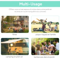 Outsunny Pergola tonnelle de jardin avec auvent réglable acier polyester haute densité 3 x 2,5 m crème(m-5)