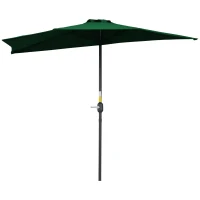Outsunny Demi parasol parasol de balcon 5 entretoises métal cheminée incluse 2,93 x 1,5 x 2,49 m polyester haute densité vert(m-1)