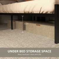 HOMCOM Industrial Double Bed Frame, 5FT Steel Bed Base with Headboard, Footboard, Slatted Support and Under Bed Storage, 142 x 195cm, Rustic Brown(m-5)