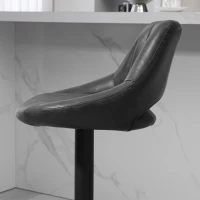 Set HOMCOM de 2 Scaune de Bar cu Înălțime Ajustabilă, Suport pentru Picioare și Șezut Rotativ din Piele Artificială, Negru(m-8)