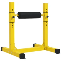 SPORTNOW Bulgarian Split Squat Stand, 12-Level Adjustable Single Leg Squat Machine with Foam Roller and Anti-Slip Pads for Lower Body Strength Training, Yellow(m-10)