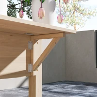 Outsunny Strat Înălțat de Grădină cu Masă Laterală, Raft Inferior și  Orificii de Drenaj, 207x59x78 cm, Lemn Natural(m-9)