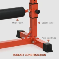 SPORTNOW Bulgarian Split Squat Stand, 12-Level Adjustable Single Leg Squat Machine with Foam Roller and Anti-Slip Pads for Lower Body Strength Training, Red(m-6)