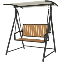 Outsunny Hollywoodschommel met verstelbaar zonnescherm, 2-zits Tuinschommel 142 x 112 x 162cm, Zwart(m-1)