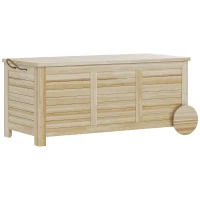 Outsunny Cutie de Depozitare pentru Grădină cu Roți si Prelată Interioară Rezistentă, 110x50x50 cm, Lemn Natural(m-10)