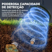 Outsunny Detector de Metais com Bateria IP68 com 5 Modos e Memória Ecrã LCD Retroiluminado Chip DSP 28x21x48-130 cm Cinza Escuro(m-6)