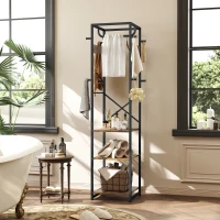HOMCOM Multi-Storage Clothes Rack - Brown/Black(m-7)