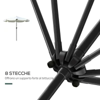 Outsunny Ombrellone Rotondo Inclinabile con Manovella, in Alluminio, Metallo e Poliestere, Ø266x248.5 cm, Bianco Crema(m-7)