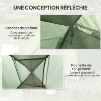 Outsunny Tente de camping 2-4 personnes, tente dôme familiale imperméable, avec fenêtres, poche, sac de transport vert olive(m-7)