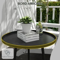 Outsunny Table basse de jardin ronde, table d'appoint extérieur avec bord rond en acier, dim. Ø40 x 50H cm noir(m-6)