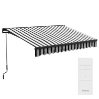 Outsunny Sonnenmarkise Markise Terrassenmarkise, wetterbeständig, 1 Handkurbel, 295 x 250 x 150 cm, Grau + Weiß(m-1)