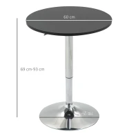 HOMCOM Mesa de bar ajustável em altura com base redonda e antideslizante para cozinha sala de jantar Ø60x69-93 cm Preto(m-3)