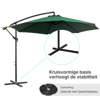 Outsunny Parasol met Handzwengel Weerbestendig 3 m x 3 m x 2,5 m XXL Groen(m-4)