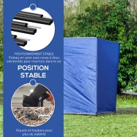 Outsunny Brise-vent de camping, paravent de plage avec sac de transport, angles de fixation 450 x 150 cm, bleu(m-5)