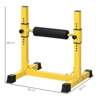 SPORTNOW Bulgarian Split Squat Stand, 12-Level Adjustable Single Leg Squat Machine with Foam Roller and Anti-Slip Pads for Lower Body Strength Training, Yellow(m-3)