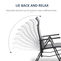 Outsunny Ligstoel voor Tuin - 70x65x111 cm Staal Mesh voor Tuin en Balkon, Grijs(m-5)