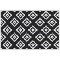 Covor de Exterior Outsunny pentru Balcon și Terasă Reversibil cu Motiv Geometric, 2.74x1.82 m, Negru și Alb