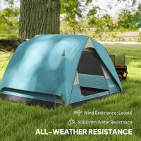 Outsunny 3-4 Person Camping Tent, Easy Set Up Waterproof Dome Tent with Sewn-in Groundsheet, Mesh Windows, Pocket and Hook for Camping, Hiking, Backpacking, Navy Blue and Light Blue(m-5)