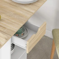 HOMCOM Mesa de Cozinha Dobrável com Rodas Laterais Rebatíveis Gaveta e Prateleiras para 2-4 Pessoas 120x72x75 cm Madeira Branco(m-8)