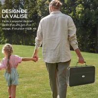 Outsunny Mini barbecue à charbon BBQ portable avec coque de valise barbecue de table pliable pour jardin, camping, pique-nique noir(m-4)