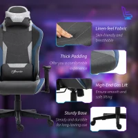Vinsetto Scaun de Gaming Ergonomic cu Cotiere, Tetieră și Înălțime Reglabile, 66x53x128-138 cm, Albastru(m-8)