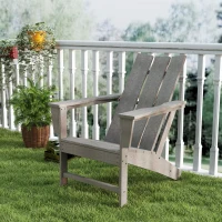 Outsunny Silla de Jardín Adirondack con Asiento Extra Ancho Carga 120 kg para Patio Terraza Balcón 75x83x90 cm Gris Oscuro(m-8)